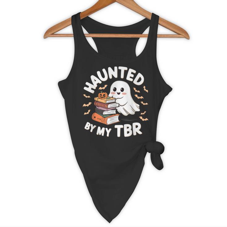 Haunted By My TBR Cute Ghost Book Reading Teacher Halloween Flowy Tank, novelty gifts, funny gifts