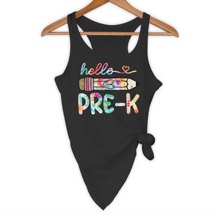Hello Pre-K Pencil Teacher Student Tie Dye Flowy Tank, novelty gifts, funny gifts Hello Pre-K Pencil Teacher Student Tie Dye Flowy Tank, novelty gifts, funny gifts