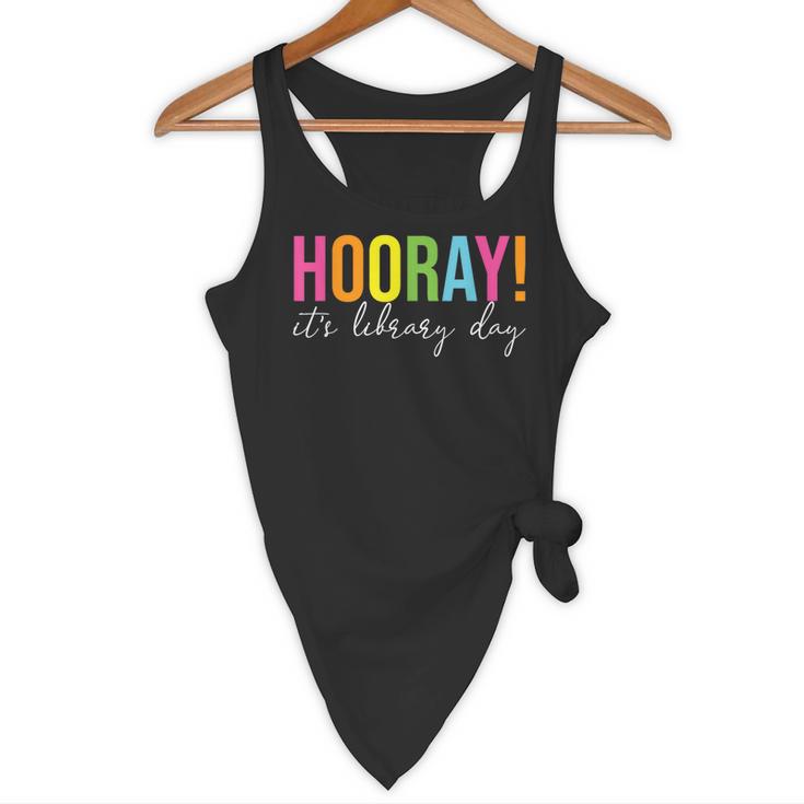 Hooray It's Library Day Teacher Reader Books Back To School Flowy Tank, novelty gifts, funny gifts