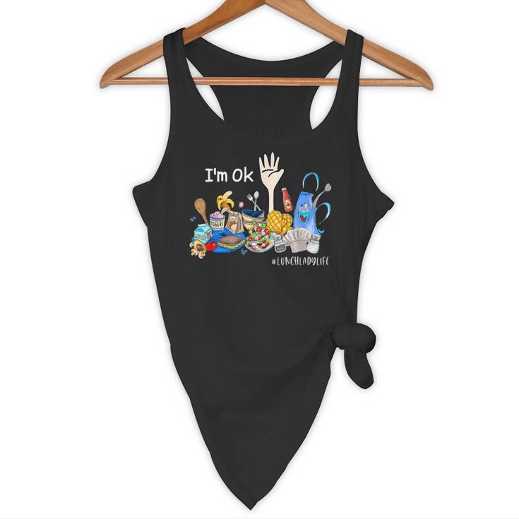 I'm Ok Lunch Lady Life Cafeteria Crew Teacher Women Flowy Tank, novelty gifts, funny gifts I'm Ok Lunch Lady Life Cafeteria Crew Teacher Women Flowy Tank, novelty gifts, funny gifts