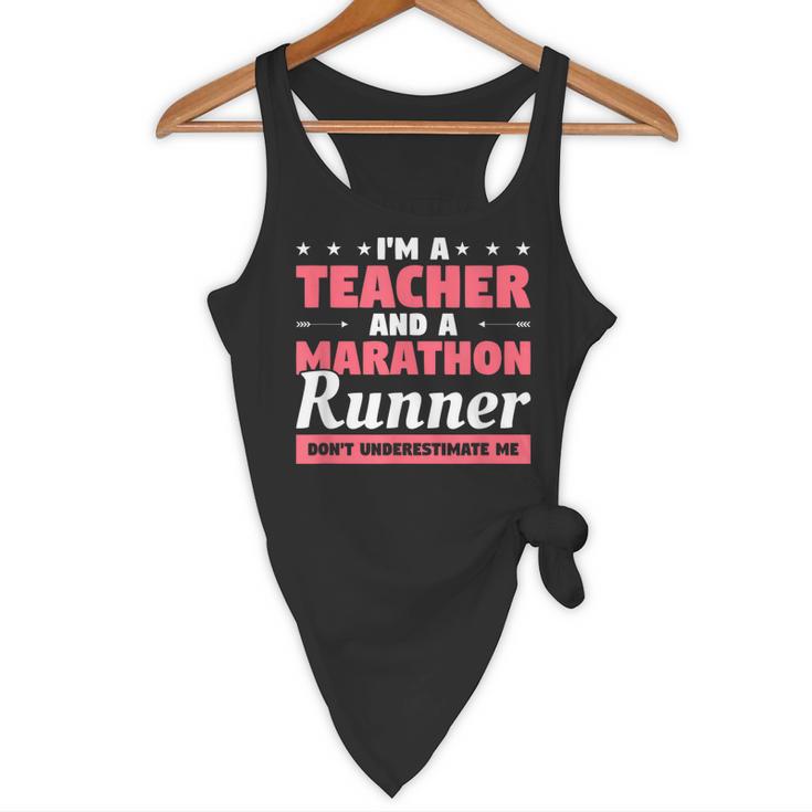I'm A Teacher And A Marathon Runner Don't Underestimate Me Men Women Flowy Tank, novelty gifts, funny gifts