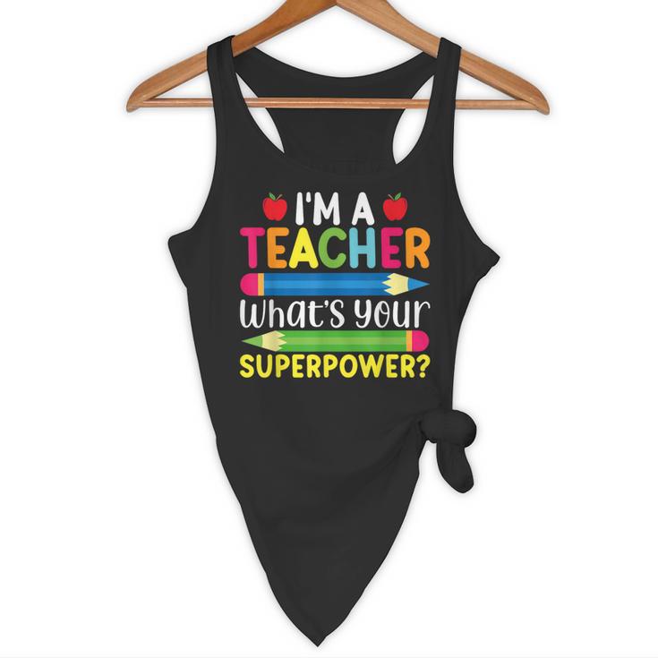 I'm A Teacher What's Your Superpower Back To School Flowy Tank, novelty gifts, funny gifts