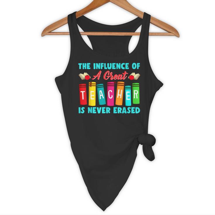 THE INFLUENCE OF A GREAT TEACHER IS NEVER ERASED Teaching For Men Women Girls Kids Flowy Tank, novelty gifts, funny gifts