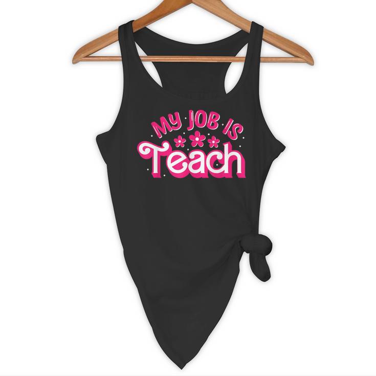 My Job Is Teach Pink Retro Female Teacher Life Women Flowy Tank, novelty gifts, funny gifts My Job Is Teach Pink Retro Female Teacher Life Women Flowy Tank, novelty gifts, funny gifts