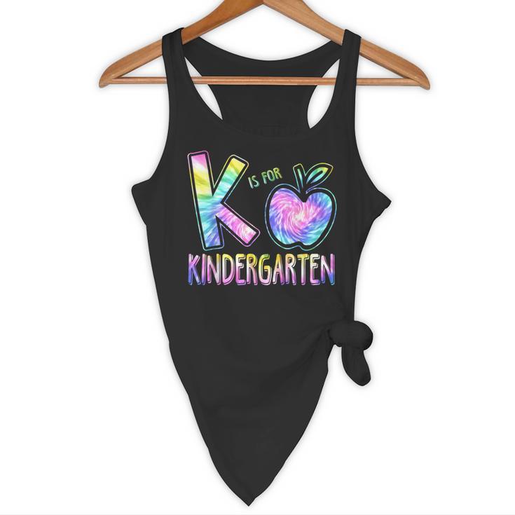 K Is For Kindergarten Teacher Tie Dye Back To School Kinder Flowy Tank, novelty gifts, funny gifts