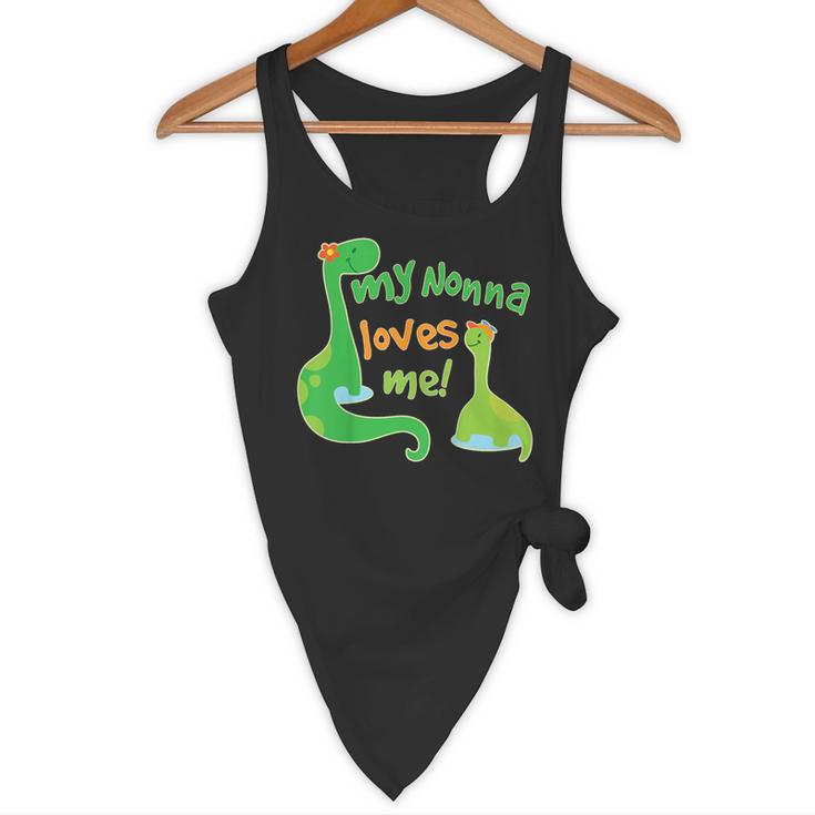 Kids My Nonna Loves Me Dinosaur Grandson Flowy Tank, novelty gifts, funny gifts