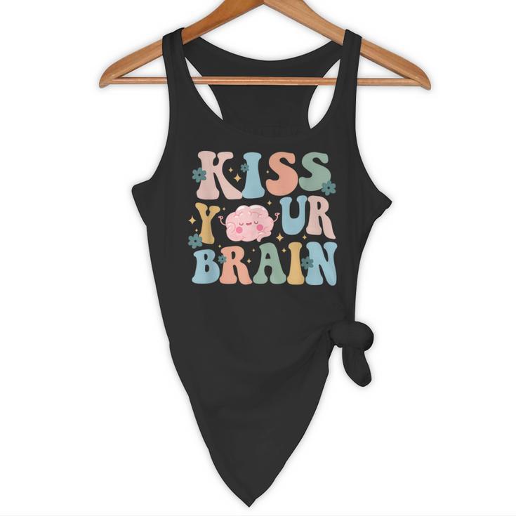 Kiss Your Brain Teacher Inspire Educate Groovy Retro Vintage Flowy Tank, novelty gifts, funny gifts