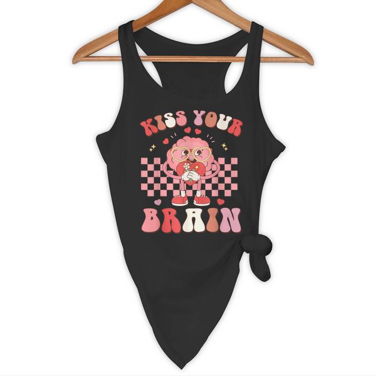 Kiss Your Brain Valentines Test Day Teacher Squad Kids Flowy Tank, novelty gifts, funny gifts