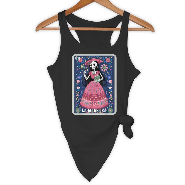La Maestra Halloween Mexican Bingo Card Teacher Lottery Card Flowy Tank, novelty gifts, funny gifts La Maestra Halloween Mexican Bingo Card Teacher Lottery Card Flowy Tank, novelty gifts, funny gifts