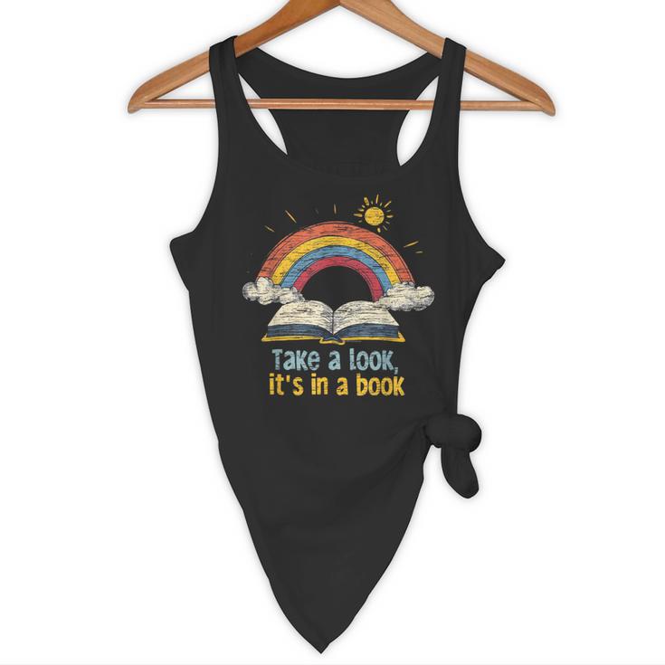 Take a Look It's In a Book Vintage Reading Teacher Rainbow Flowy Tank, novelty gifts, funny gifts Take a Look It's In a Book Vintage Reading Teacher Rainbow Flowy Tank, novelty gifts, funny gifts