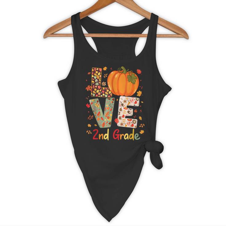 Love 2nd Grade Happy Fall Thanksgiving For 2nd Teacher For Men Women Girls Kids Flowy Tank, novelty gifts, funny gifts