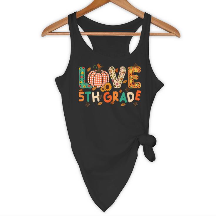 Love 5th Grade Thanksgiving Colorful Fall Leaves Teacher Flowy Tank, novelty gifts, funny gifts