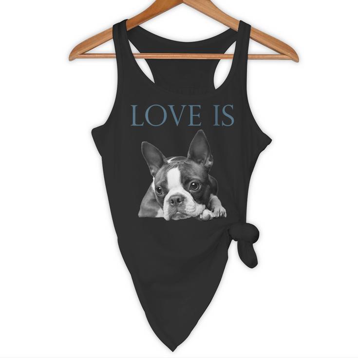 Love Is Boston Terrier Bostie Flowy Tank, novelty gifts, funny gifts