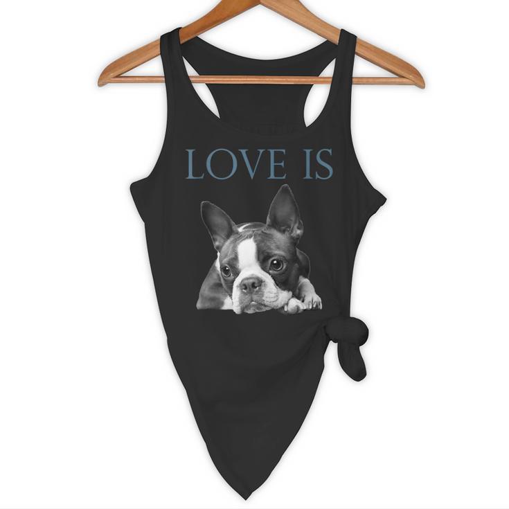 Love Is Boston Terrier Bostie Flowy Tank, novelty gifts, funny gifts