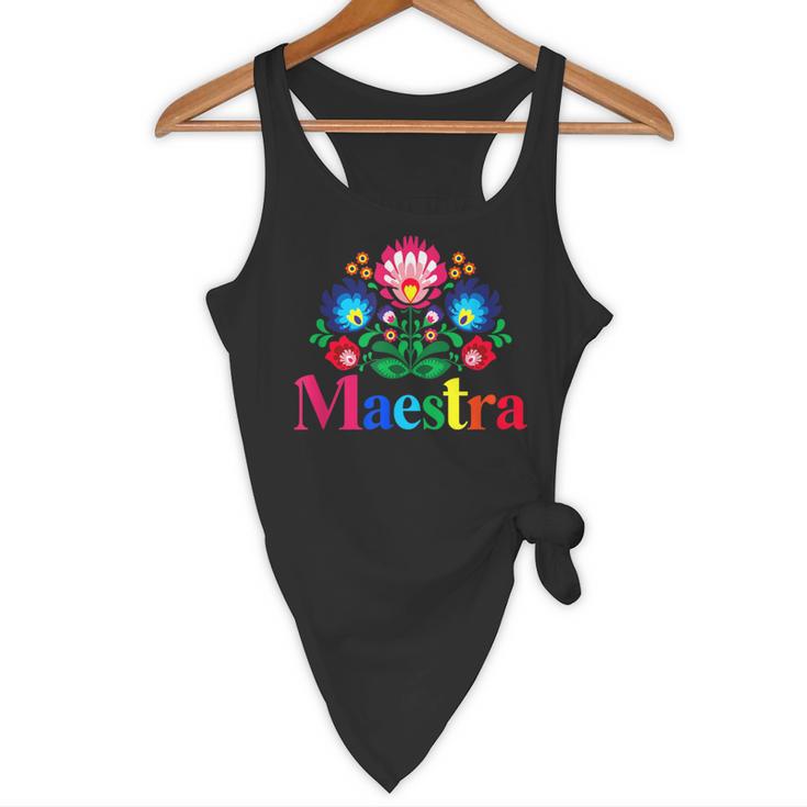 Maestra Proud Spanish Teacher Bilingual Teacher Latina Flowy Tank, novelty gifts, funny gifts