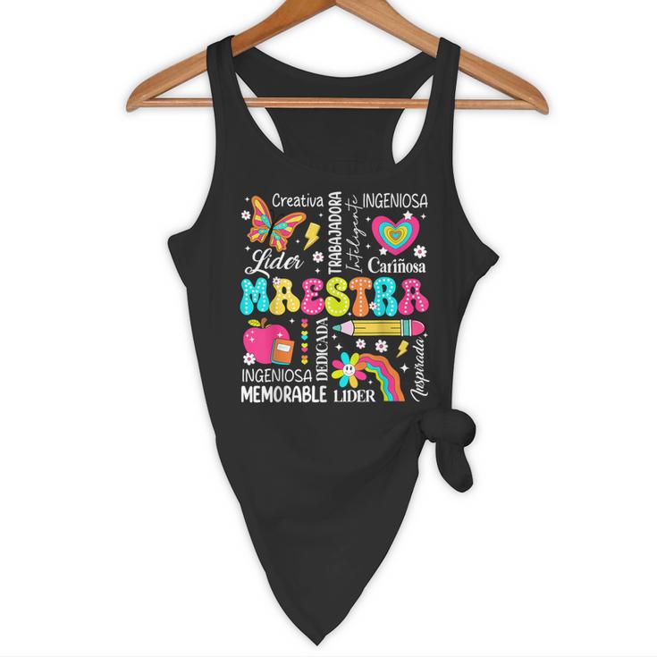Maestra Spanish Teacher Back To School Maestra De Espanol Flowy Tank, novelty gifts, funny gifts