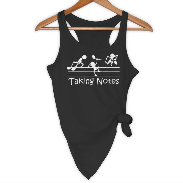Melodic Humor Musician’s Playful Collection Musical Taking Notes Music Lovers Vintage Teachers Flowy Tank, novelty gifts, funny gifts