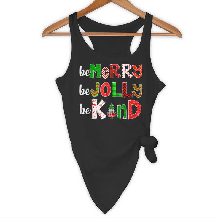 Be Merry Be Jolly Be Kind Merry Christmas Teacher Xmas Pjs Flowy Tank, novelty gifts, funny gifts