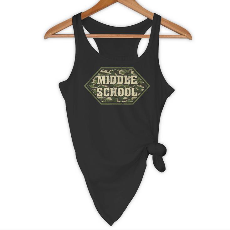 Middle School Camo Retro Back To School Teachers Flowy Tank, novelty gifts, funny gifts
