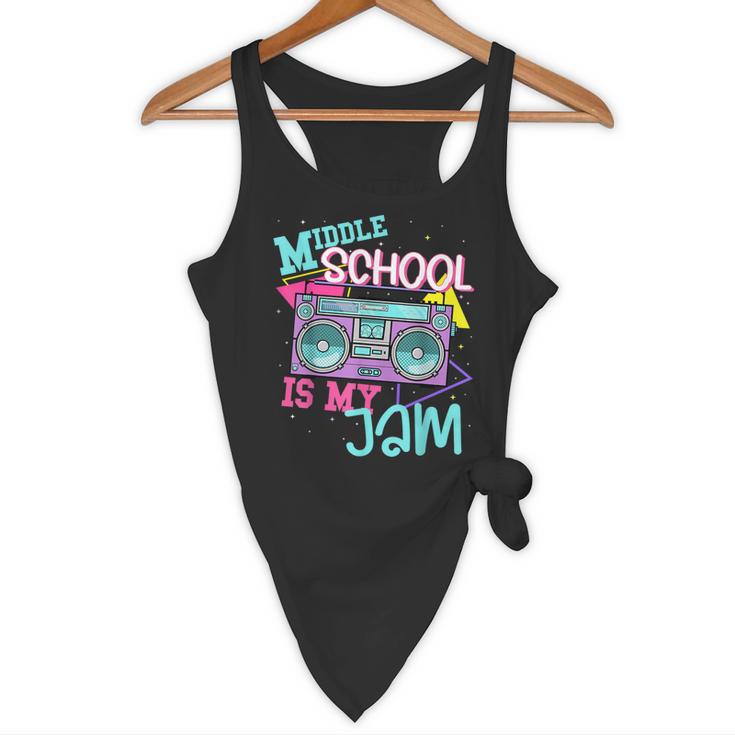 Middle School Is My Jam Cute Teacher Shirt 80's 90's Styl Flowy Tank, novelty gifts, funny gifts
