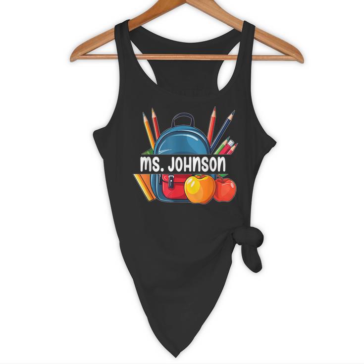 Ms Johnson Personalized Name Back To School Teacher For Men Women Kids Flowy Tank, novelty gifts, funny gifts