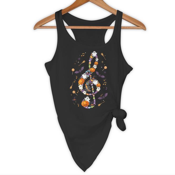 Music Note Symbol Halloween For Music Teacher Musicians Flowy Tank, novelty gifts, funny gifts