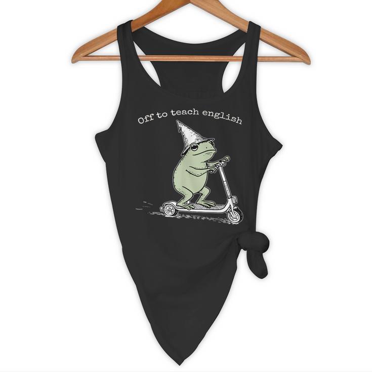 Off To Teach English Scooter Frog ESL Teacher Literature Flowy Tank, novelty gifts, funny gifts