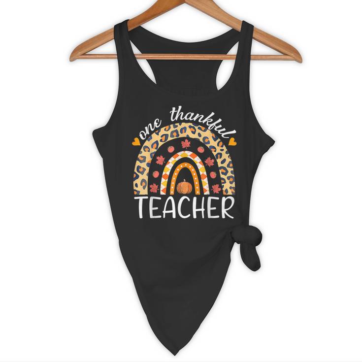 One Thankful Teacher Thanksgiving Rainbow Leopard Fall Flowy Tank, novelty gifts, funny gifts One Thankful Teacher Thanksgiving Rainbow Leopard Fall Flowy Tank, novelty gifts, funny gifts