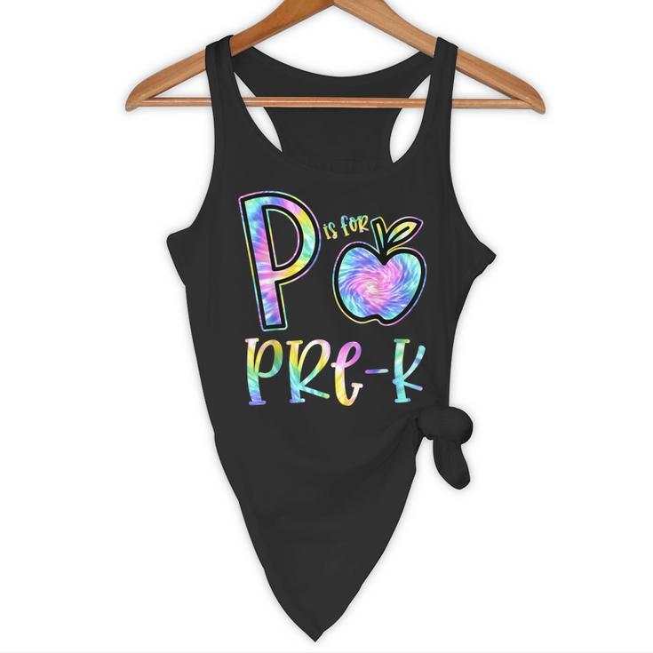 P Is For Pre-K Preschool Teacher Tie Dye Back To School Flowy Tank, novelty gifts, funny gifts