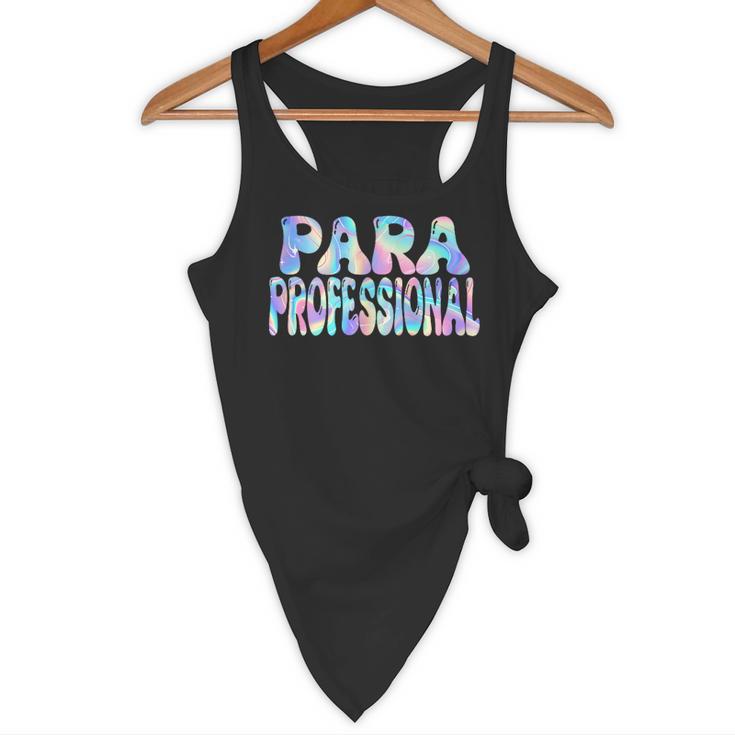 Paraprofessional Groovy Back To School Cute Teachers Women Flowy Tank, novelty gifts, funny gifts