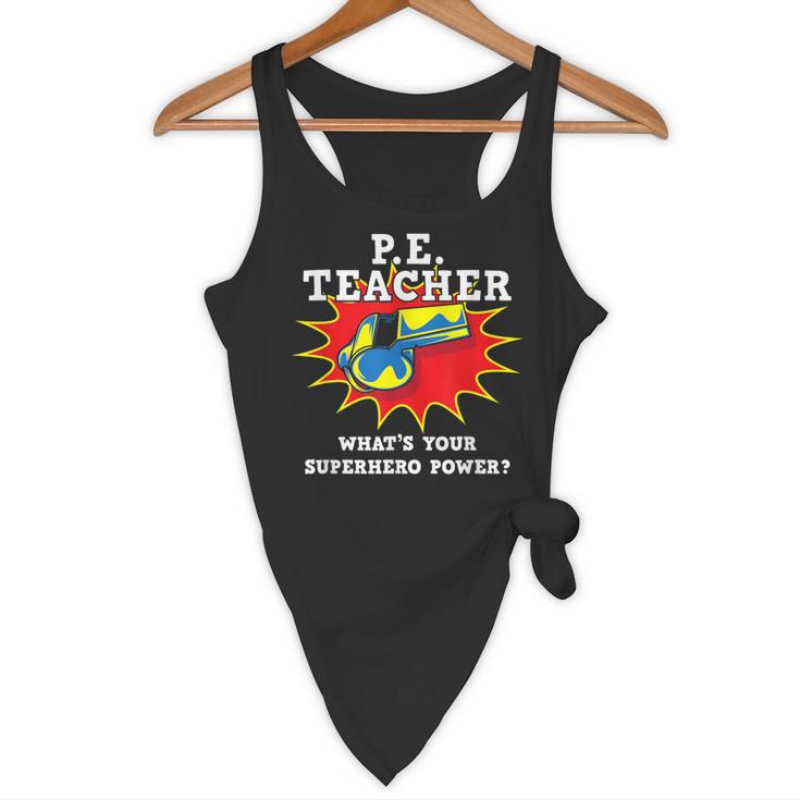 PE Physical Education Teacher Superhero Power School Flowy Tank, novelty gifts, funny gifts