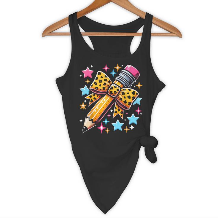 Pencil Leopard Coquette Bow Teacher Life Back To School Flowy Tank, novelty gifts, funny gifts Pencil Leopard Coquette Bow Teacher Life Back To School Flowy Tank, novelty gifts, funny gifts