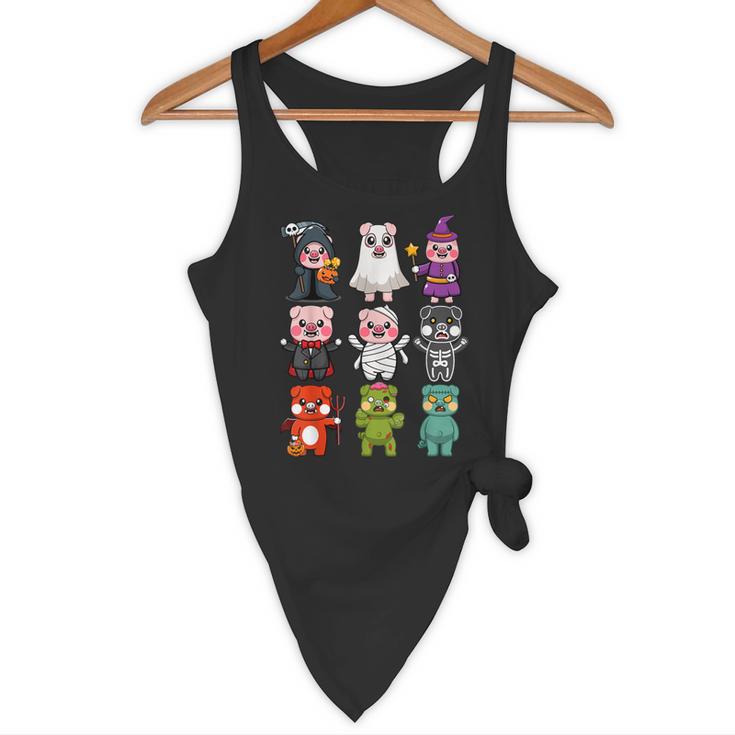 Pig Spooky Ghost Witch Boo-Jee Horror Pumpkin Pig Halloween Flowy Tank, novelty gifts, funny gifts