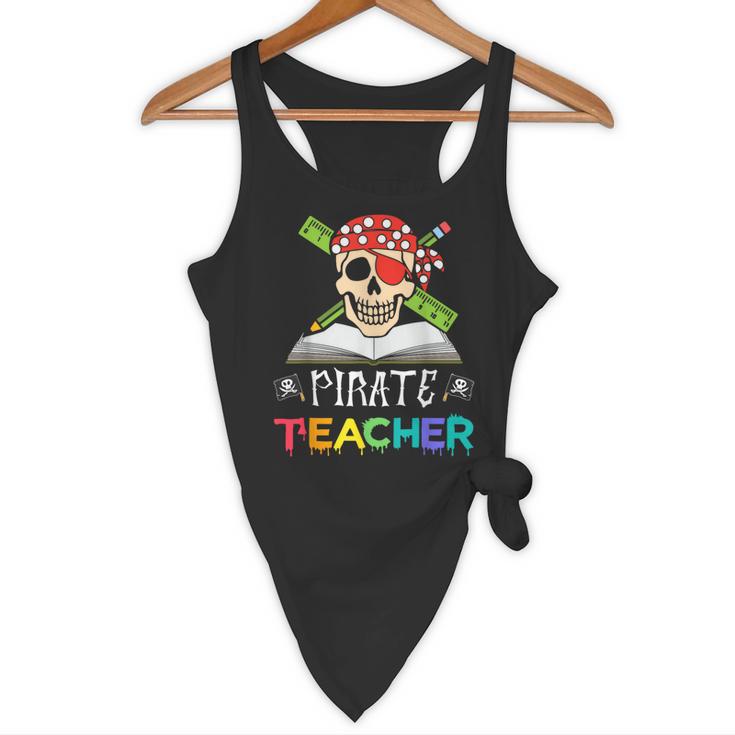 Pirate Teacher Halloween Skull Adult Flowy Tank, novelty gifts, funny gifts