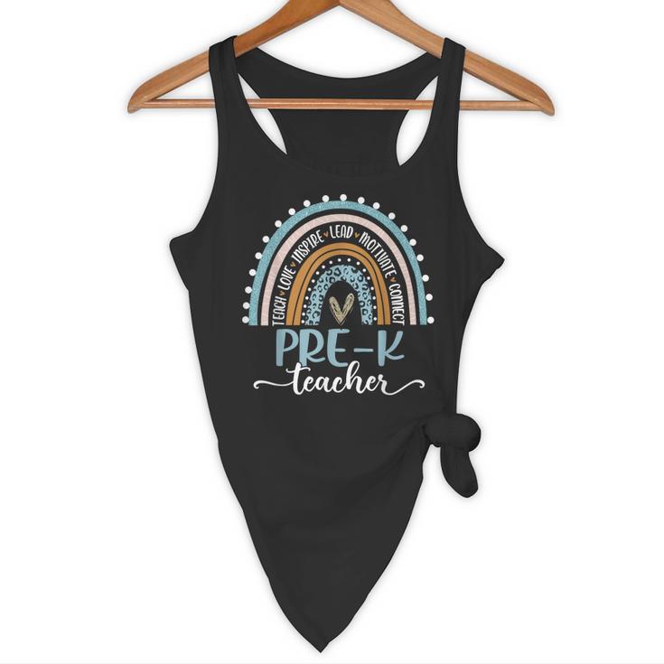 Pre-K Teacher Leopard Boho Rainbow Back To School Flowy Tank, novelty gifts, funny gifts Pre-K Teacher Leopard Boho Rainbow Back To School Flowy Tank, novelty gifts, funny gifts