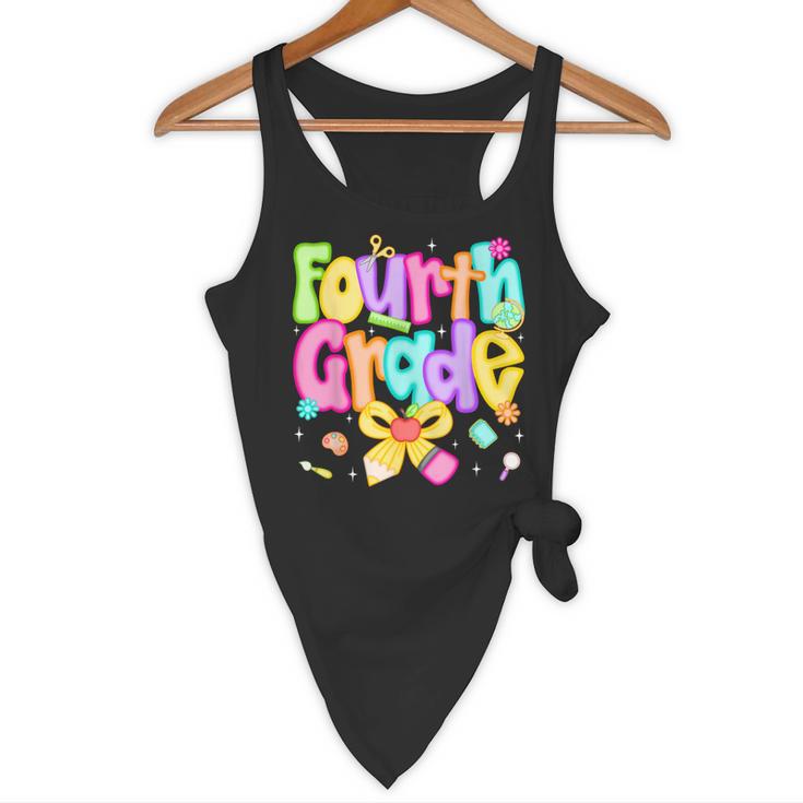 Preppy Fourth Grade Back To School 4th Grade Teacher Girls Flowy Tank, novelty gifts, funny gifts
