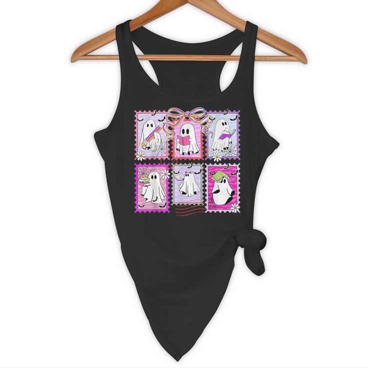 Preppy Spooky Teacher Halloween Ghost Coquette Bow Autumn Flowy Tank, novelty gifts, funny gifts Preppy Spooky Teacher Halloween Ghost Coquette Bow Autumn Flowy Tank, novelty gifts, funny gifts