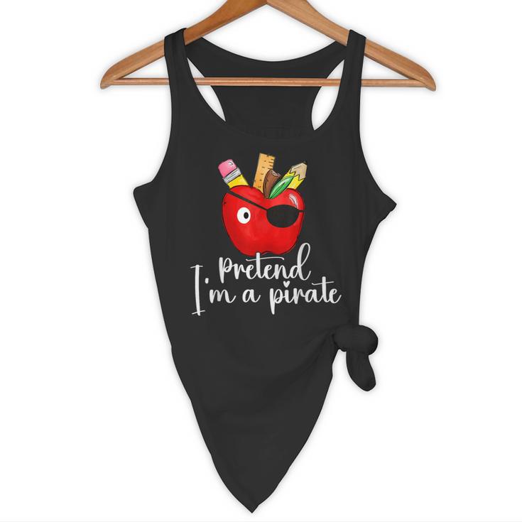 Pretend I'm A Pirate Teacher Apple Talk Like A Pirate Day Men Women Kids Flowy Tank, novelty gifts, funny gifts