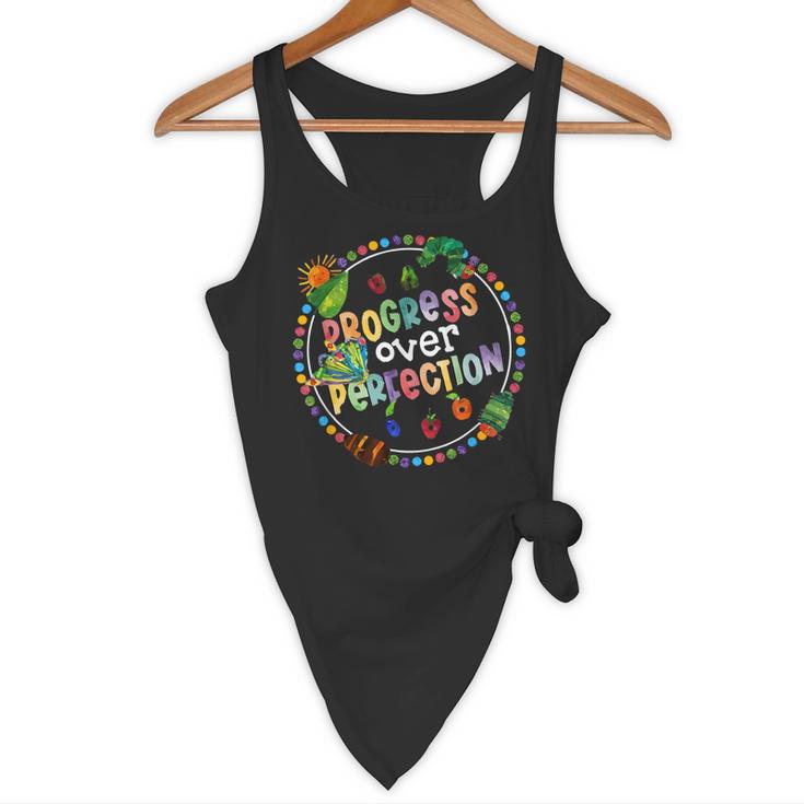 Progress Over Perfection Caterpillar Back To School Teacher Flowy Tank, novelty gifts, funny gifts Progress Over Perfection Caterpillar Back To School Teacher Flowy Tank, novelty gifts, funny gifts