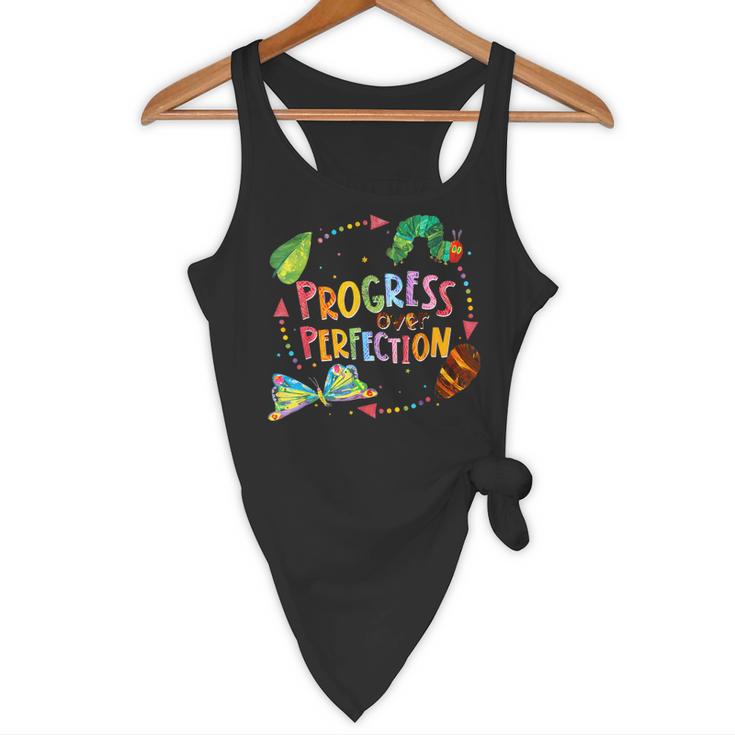 Progress Over Perfection Caterpillar Teacher Back To School Flowy Tank, novelty gifts, funny gifts Progress Over Perfection Caterpillar Teacher Back To School Flowy Tank, novelty gifts, funny gifts