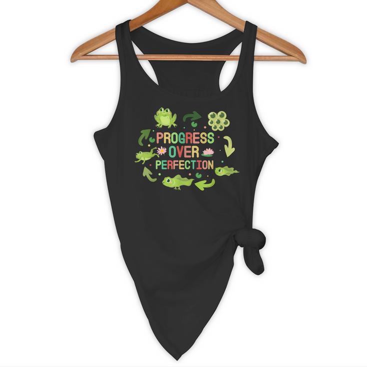 Progress Over Perfection Frog Back To School Teacher Flowy Tank, novelty gifts, funny gifts Progress Over Perfection Frog Back To School Teacher Flowy Tank, novelty gifts, funny gifts