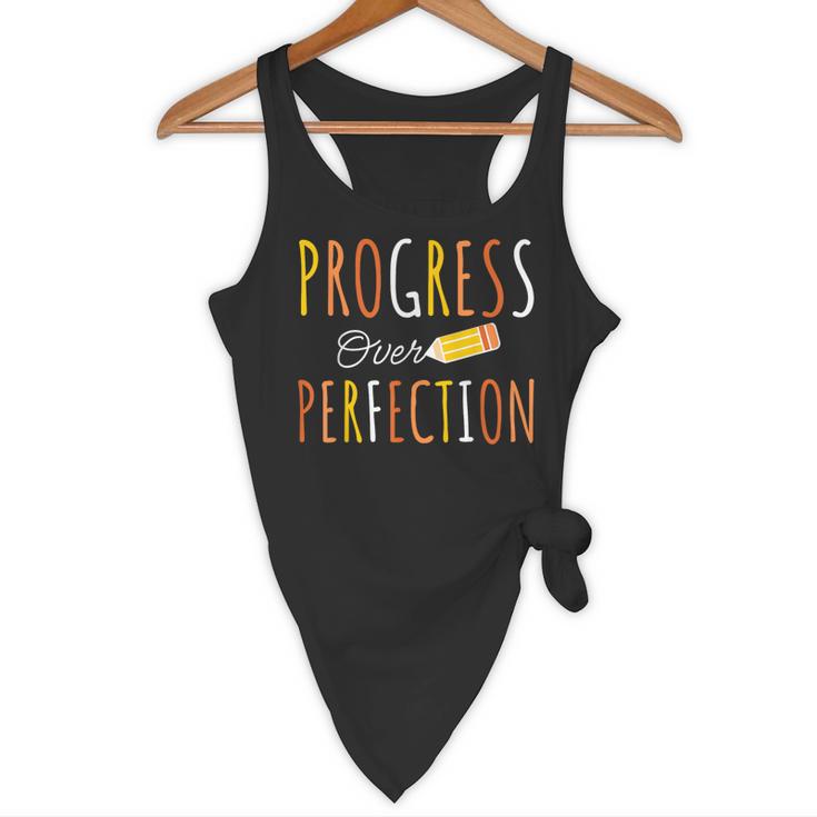 Progress Over Perfection Teacher Pencil Back-To-School Flowy Tank, novelty gifts, funny gifts Progress Over Perfection Teacher Pencil Back-To-School Flowy Tank, novelty gifts, funny gifts
