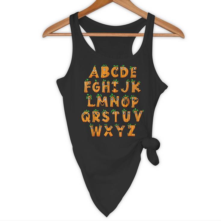 Pumpkin ABC Halloween Alphabet Costume School Teacher Kids Flowy Tank, novelty gifts, funny gifts