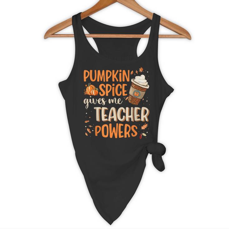 Pumpkin Spice Gives Me Teacher Powers Fall Thanksgiving Men Women Flowy Tank, novelty gifts, funny gifts