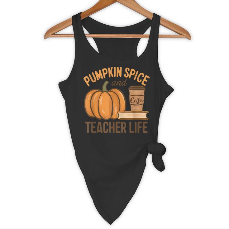 Pumpkin Spice And Teacher Life Halloween Teacher Flowy Tank, novelty gifts, funny gifts Pumpkin Spice And Teacher Life Halloween Teacher Flowy Tank, novelty gifts, funny gifts