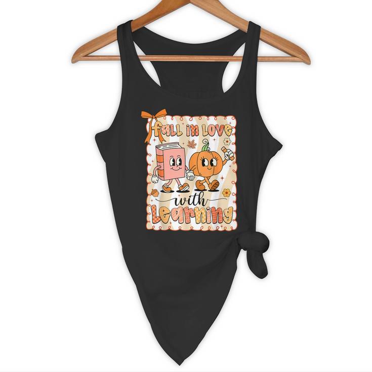Pumpkin Teacher Preppy Fall In Love With Learning Autumn Flowy Tank, novelty gifts, funny gifts Pumpkin Teacher Preppy Fall In Love With Learning Autumn Flowy Tank, novelty gifts, funny gifts