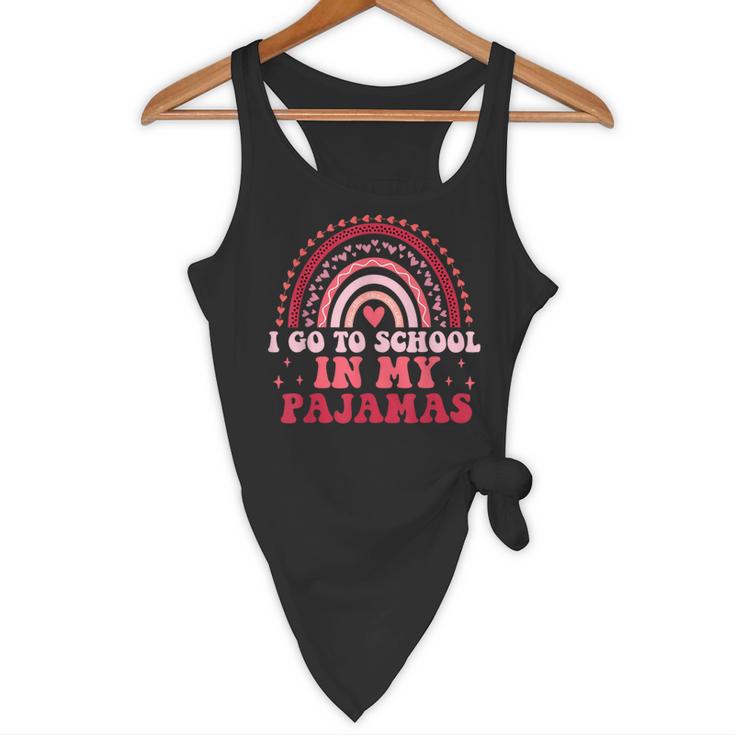 Rainbow Homeschool Mom Teacher I Go To School In My Pajamas Flowy Tank, novelty gifts, funny gifts Rainbow Homeschool Mom Teacher I Go To School In My Pajamas Flowy Tank, novelty gifts, funny gifts
