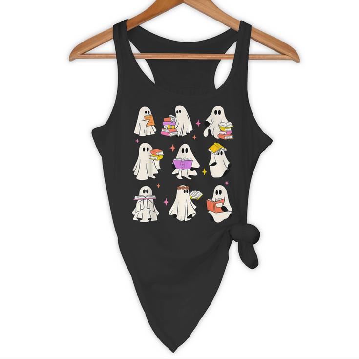 Read More Books Spooky Teacher Halloween Ghost Reading Book Flowy Tank, novelty gifts, funny gifts