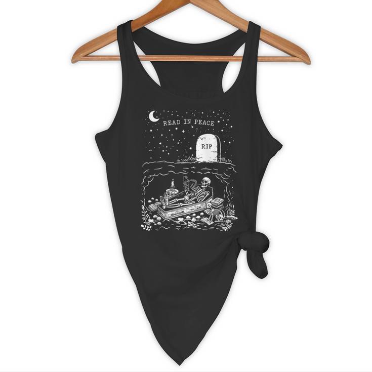 Read In Peace Skeleton Halloween Book Reading Spooky Teacher Flowy Tank, novelty gifts, funny gifts Read In Peace Skeleton Halloween Book Reading Spooky Teacher Flowy Tank, novelty gifts, funny gifts
