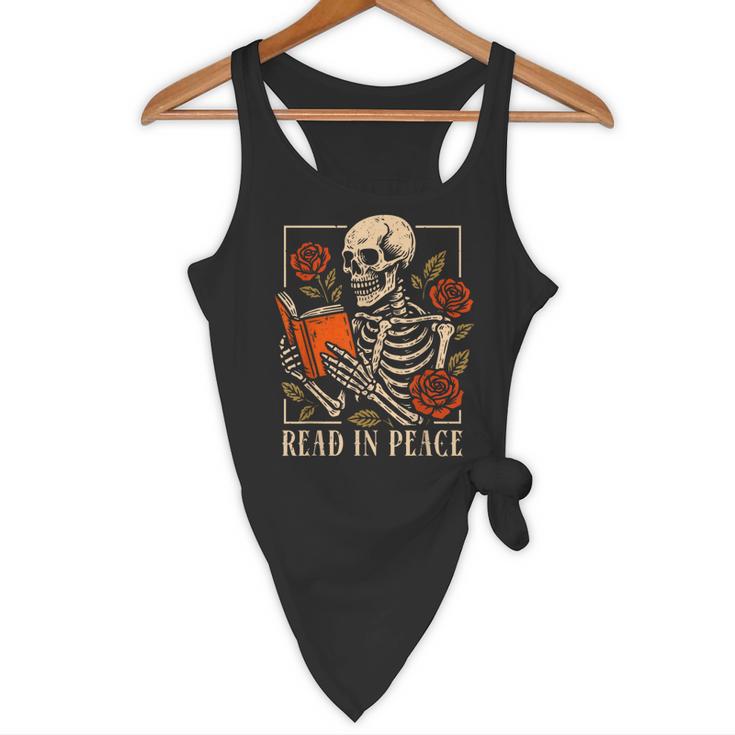 Read In Peace Skeleton Reading Book Halloween Teacher Flowy Tank, novelty gifts, funny gifts Read In Peace Skeleton Reading Book Halloween Teacher Flowy Tank, novelty gifts, funny gifts